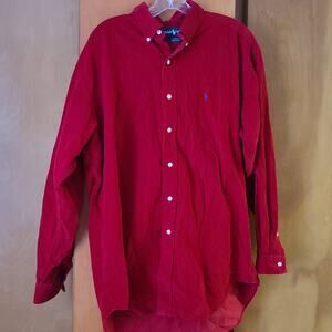 Vintage Mens Ralph Lauren Blake Corduroy Button-up Shirt Red Large Classic